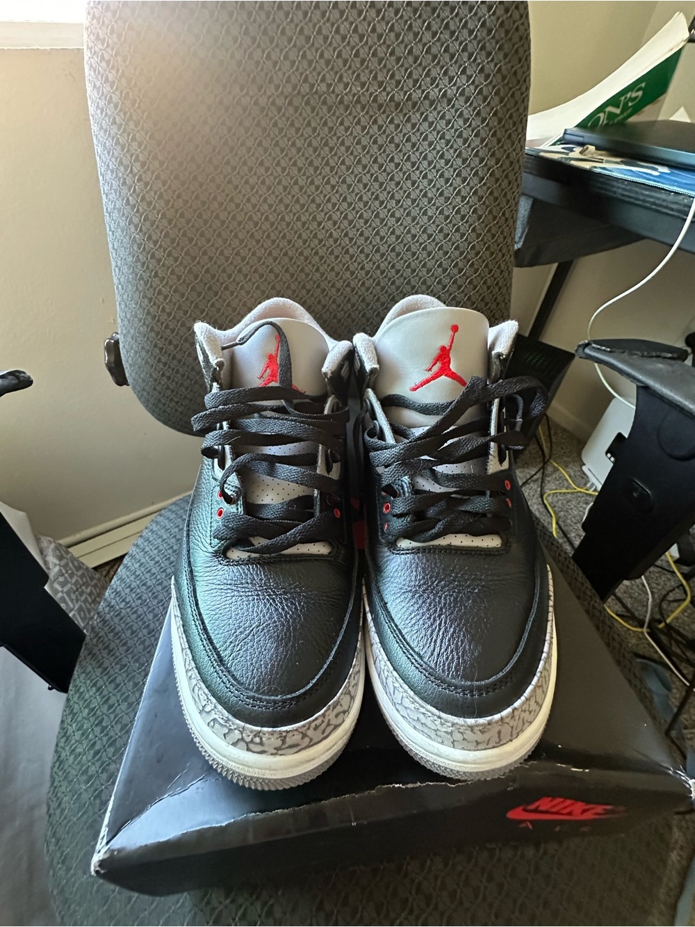 Nike Air Jordan 3 Black/Grey with Red Logo